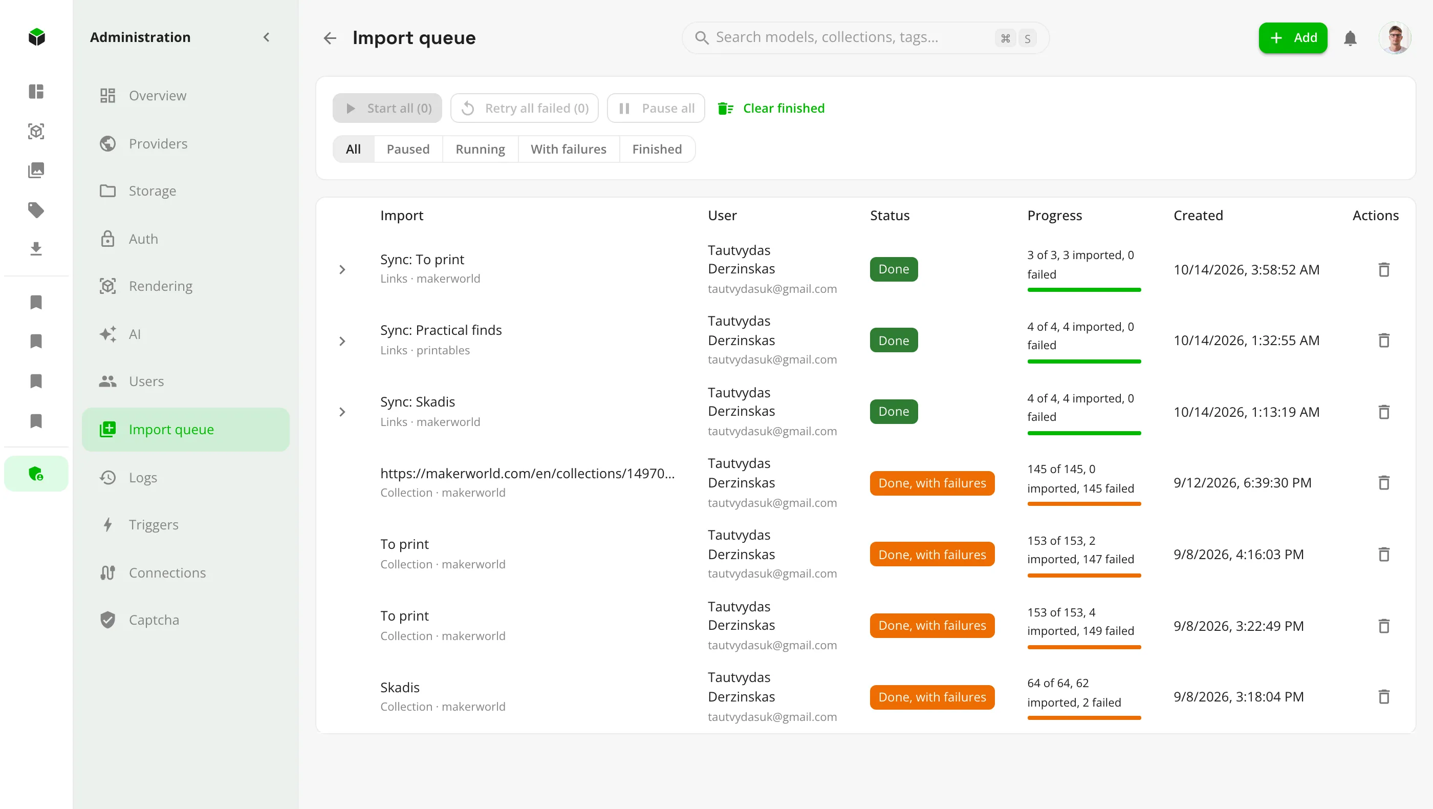 Import queue